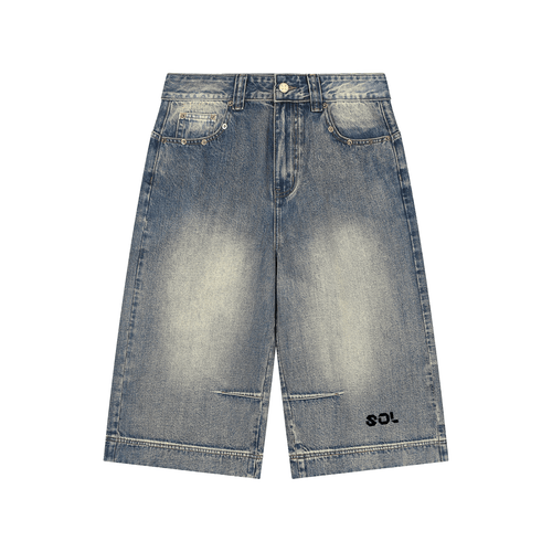 SOL Vintage Wash Baggy Denim Shorts — view 2