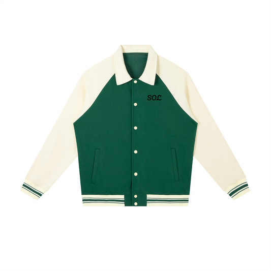 SOL Contrast Raglan Sleeve Baseball Jacket — front view