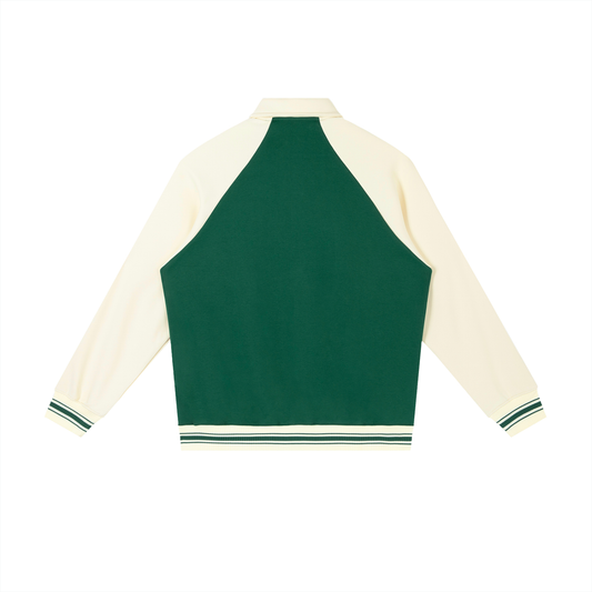 SOL Contrast Raglan Sleeve Baseball Jacket — back view