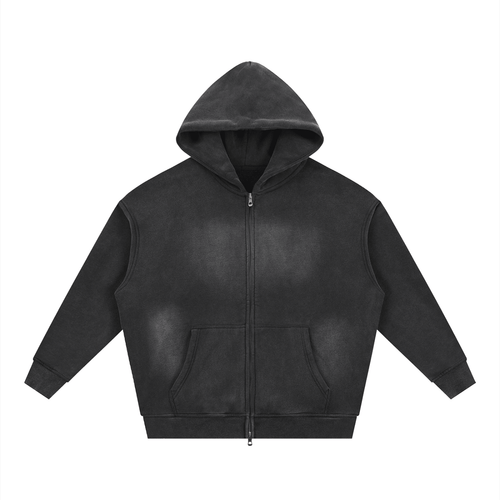 SOL Sunfade Two-Way Zip Hoodie — sun-faded fleece zip hoodie, front view