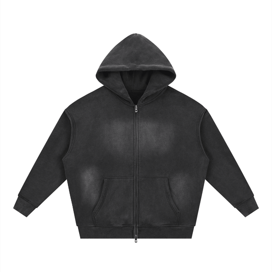 SOL Sunfade Two-Way Zip Hoodie — sun-faded fleece zip hoodie, front view
