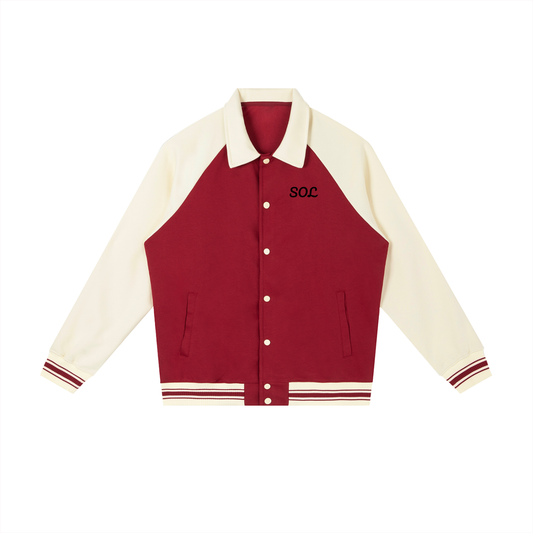 SOL Contrast Raglan Sleeve Baseball Jacket — detail view