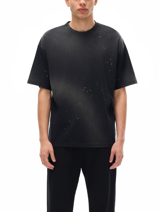 SOL Hand-Frayed Sunfade Paint Splatter T-Shirt — one-of-one distressed tee