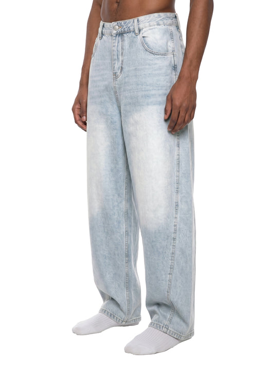 SOL Men's Vintage Wash Sunfade Barrel Leg Jeans — heavyweight curved denim