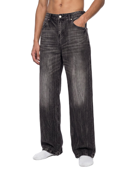 SOL Men's Vintage Wash Wide Leg Jeans — loose washed denim