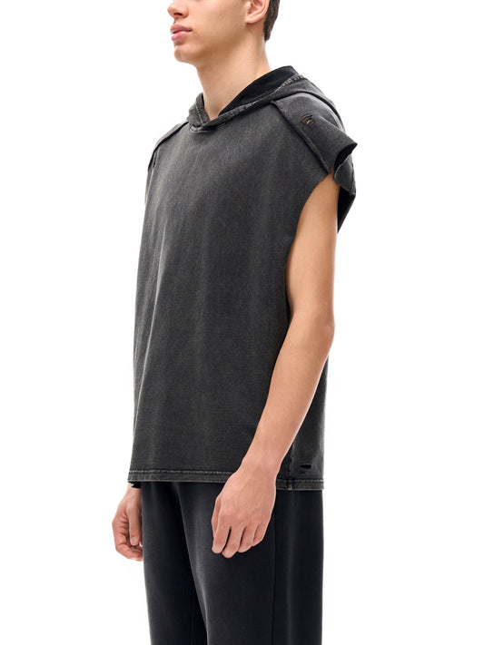 SOL Snow Washed Boxy Hooded Tank Top — storm-toned hooded tank
