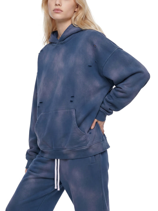 SOL Unisex Sunfade Frayed Fleece Hoodie — distressed faded hoodie
