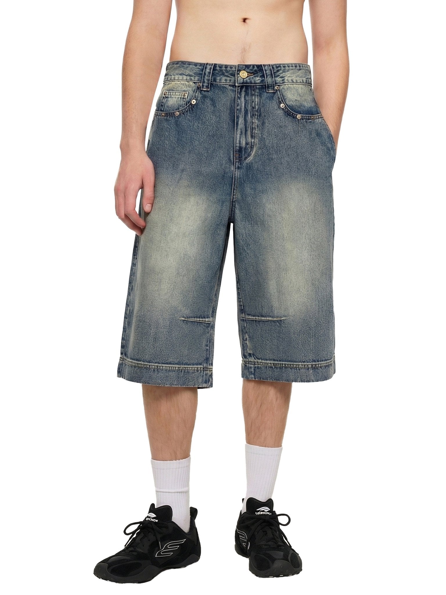 SOL Vintage Wash Baggy Denim Shorts — loose fit washed denim