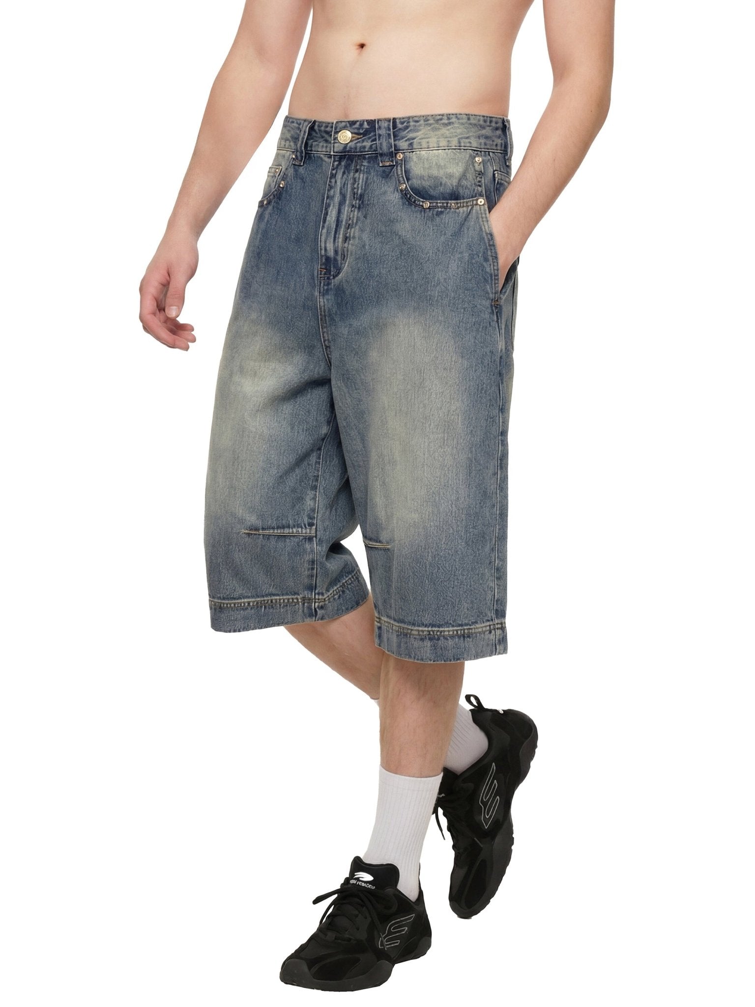 SOL Vintage Wash Baggy Denim Shorts — view 5