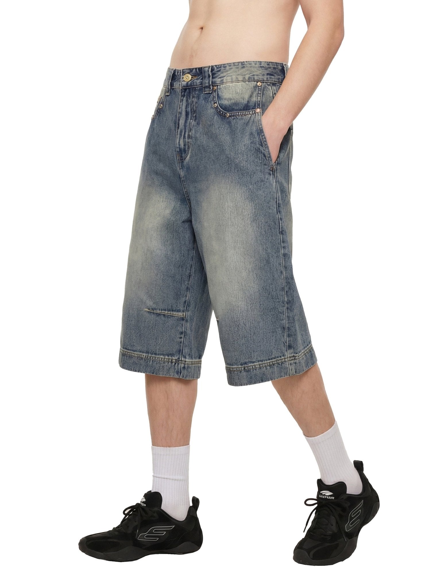 SOL Vintage Wash Baggy Denim Shorts — view 9