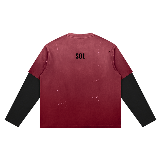 SOL Unisex Vintage Wash Distressed Layer T-Shirt — alternate view