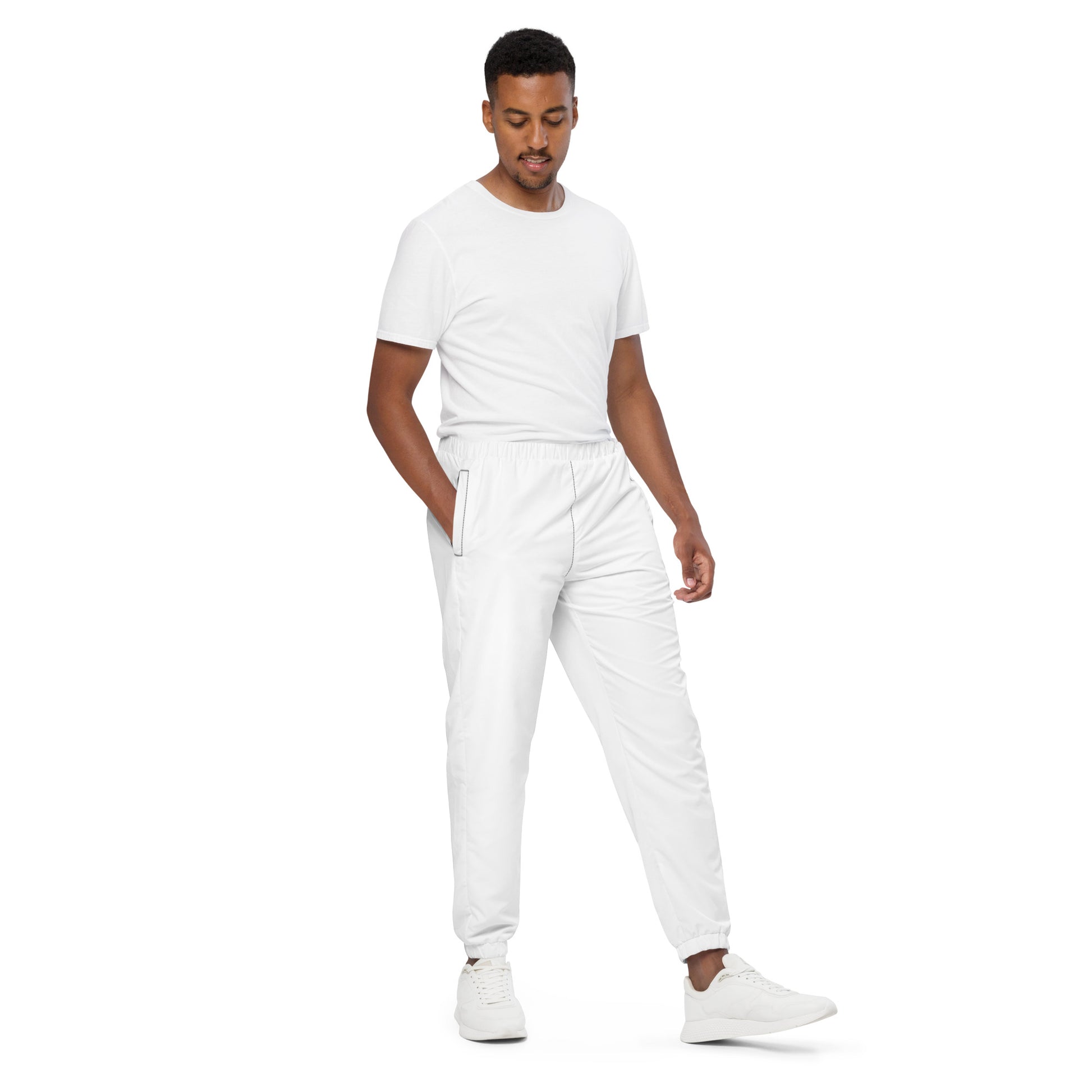SOL Unisex Track Pants in Black — angled front view