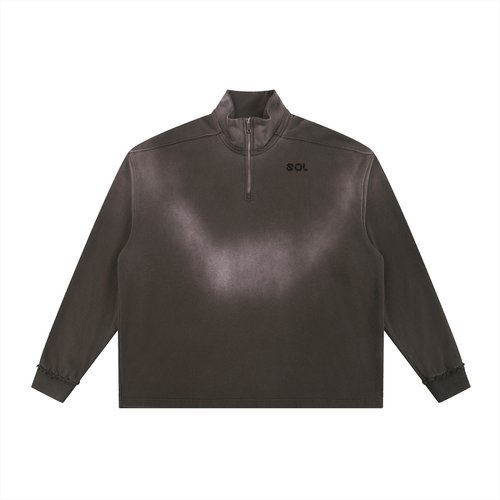 SOL Sun Fade Raw Edge Quarter-Zip Sweatshirt — view 6
