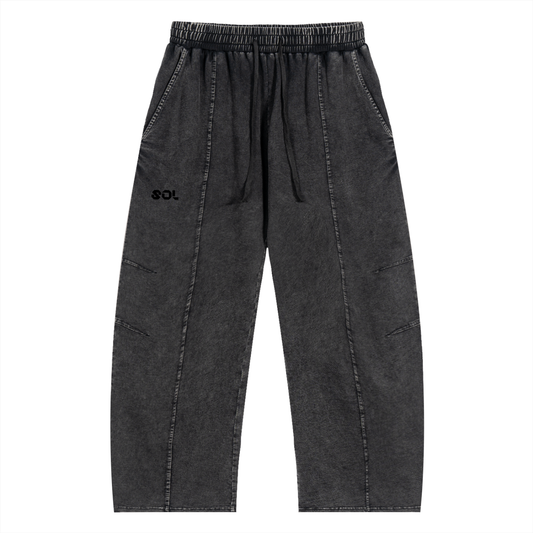 Snow Wash Drawstring Cotton Pants