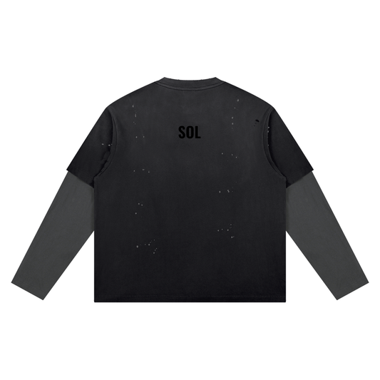 SOL Unisex Vintage Wash Distressed Layer T-Shirt — back view