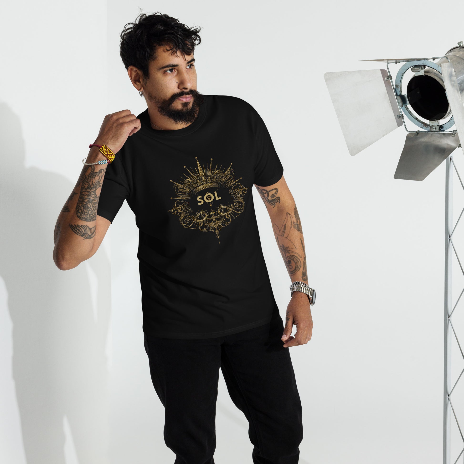 SOL Men's Premium Heavyweight Tee in Black — front detail