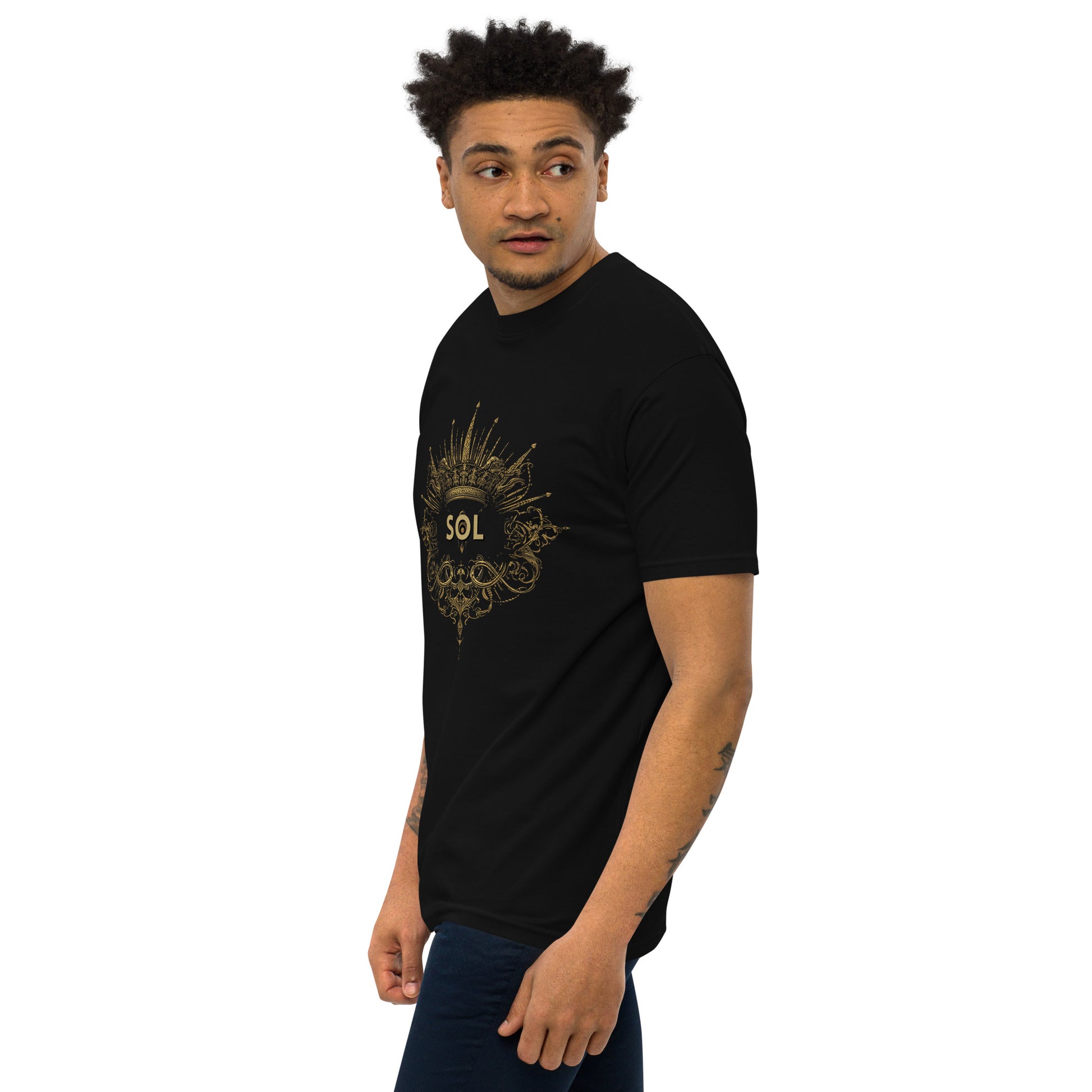SOL Men's Premium Heavyweight Tee in Black — angled front view