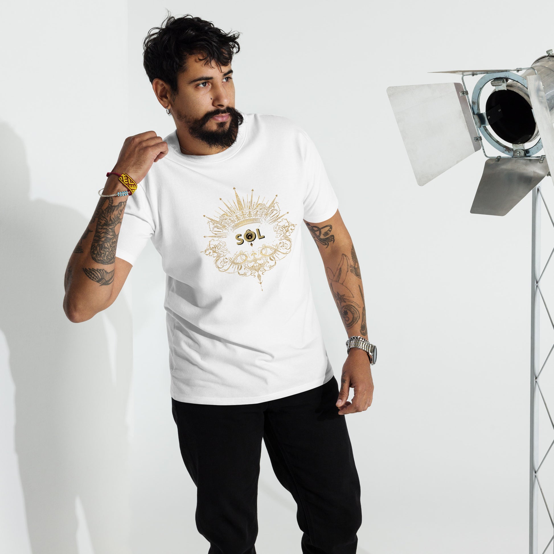 SOL Men's Premium Heavyweight Tee in White — front detail