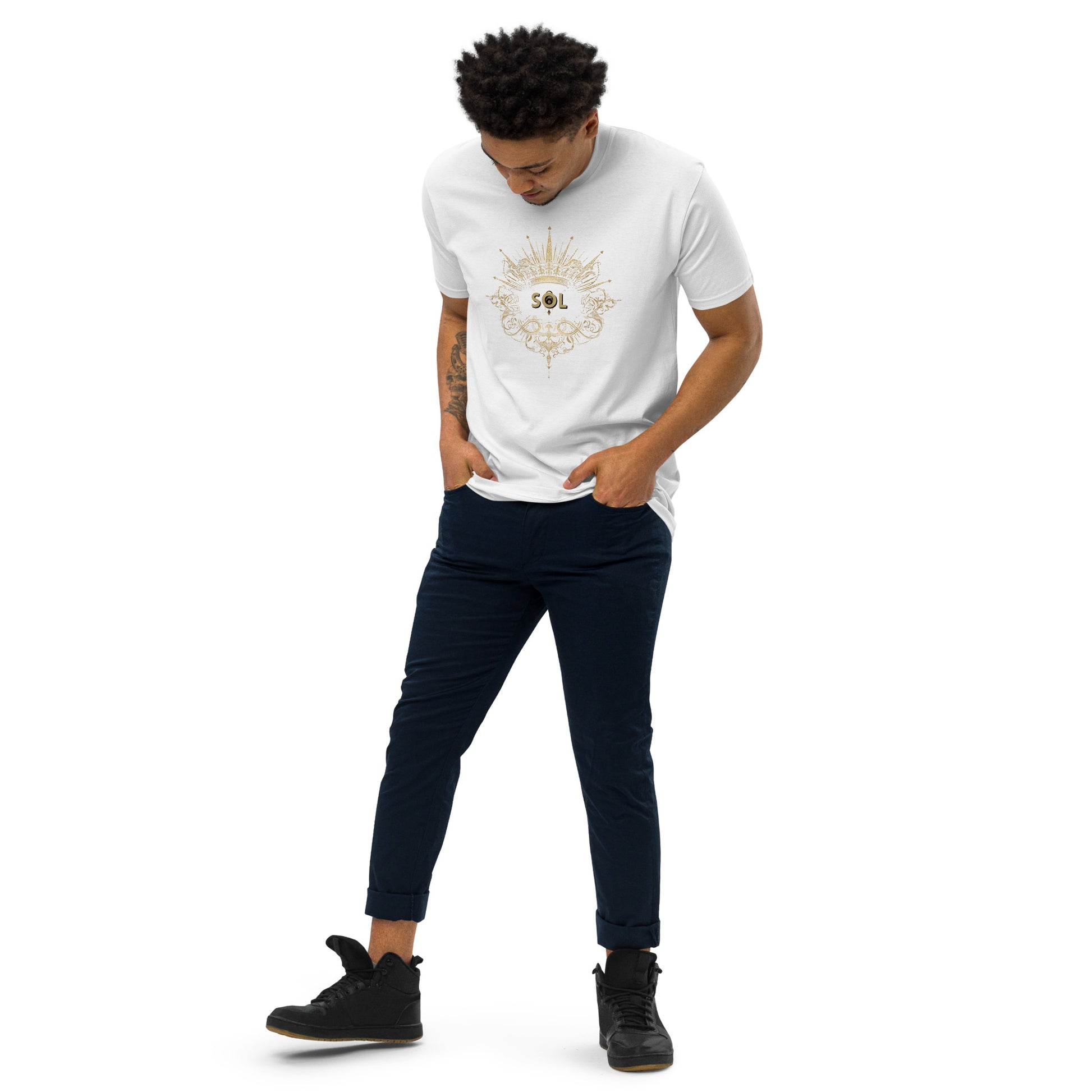 SOL Men's Premium Heavyweight Tee in White — angled front view