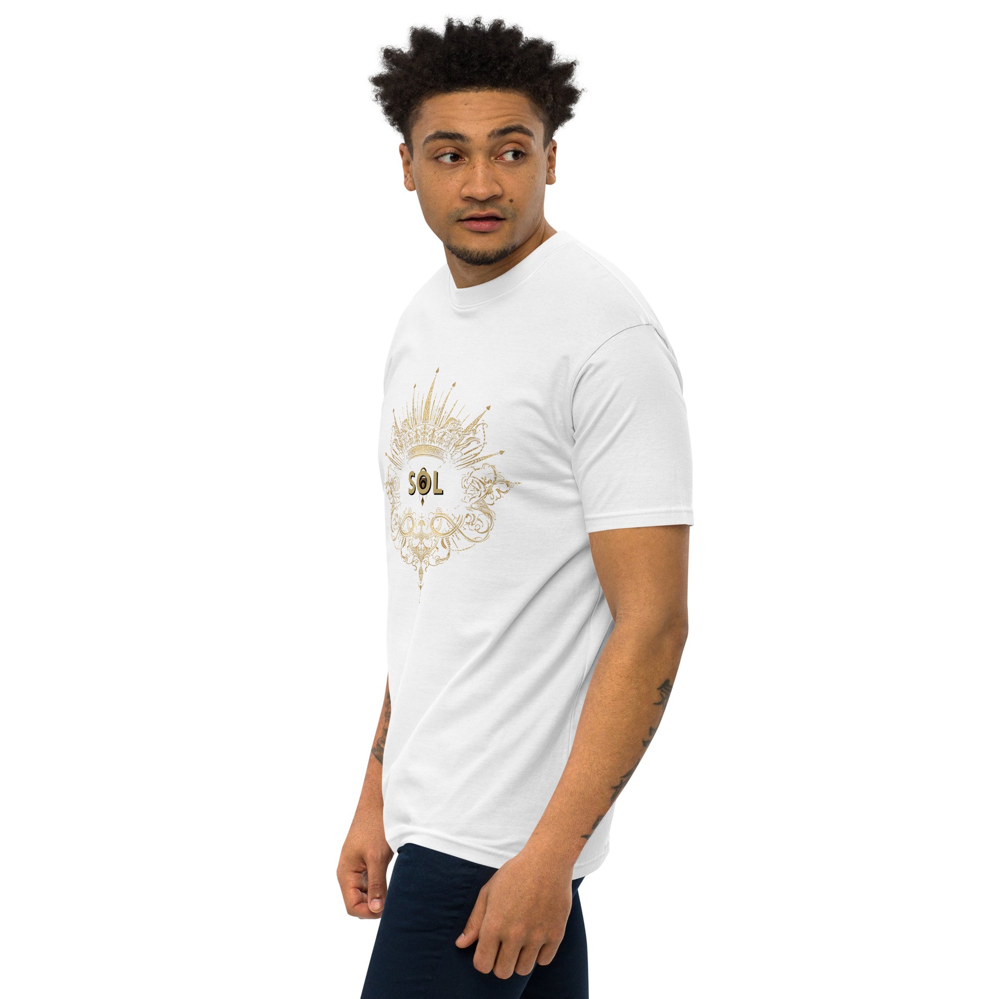 SOL Men's Premium Heavyweight Tee in White — angled front view