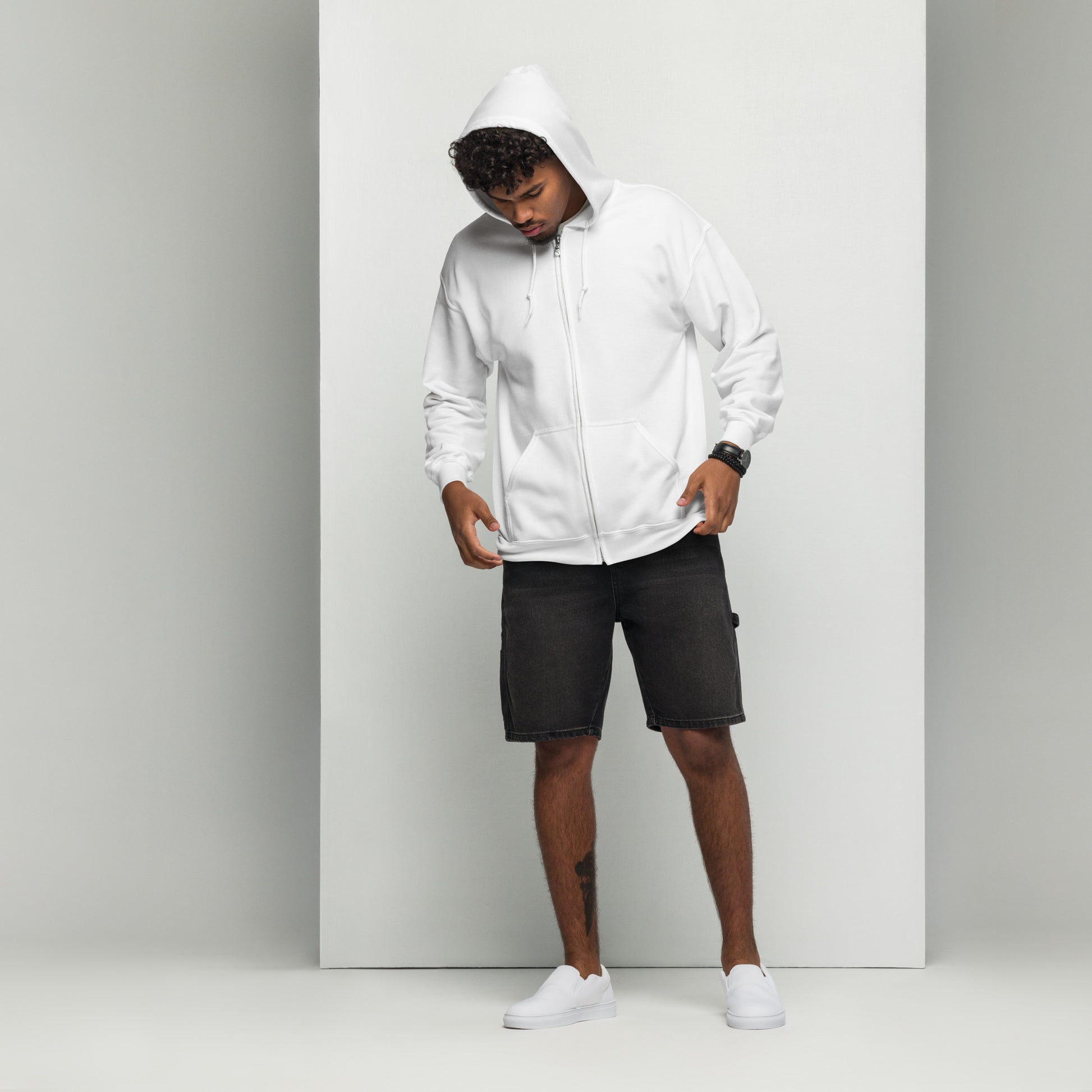 SOL Unisex Heavy Blend Zip Hoodie in White — front view