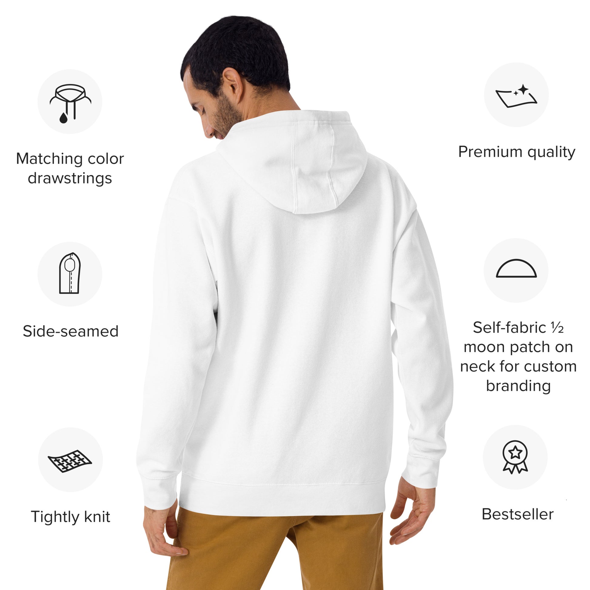 SOL Unisex Hoodie in White — back view