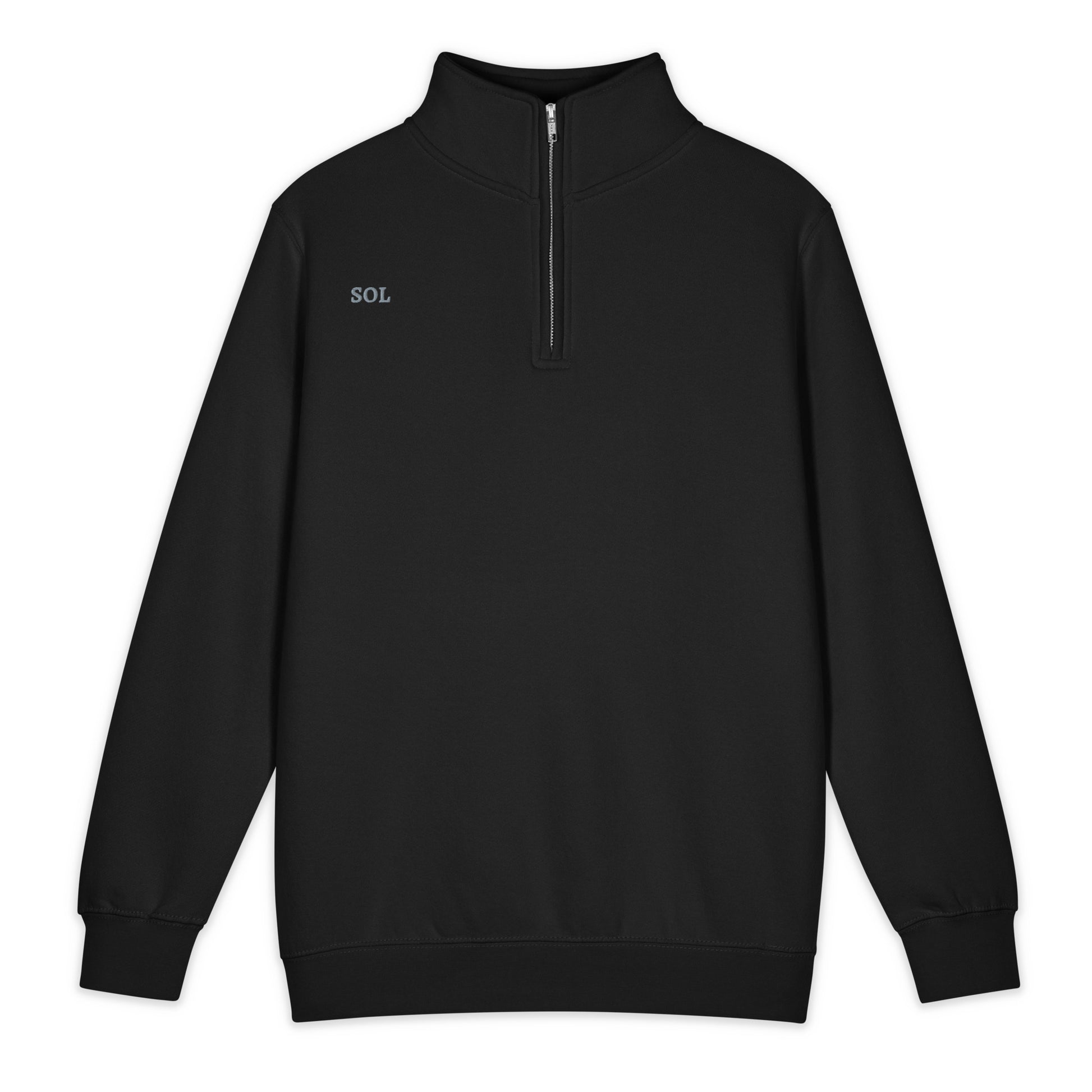 SOL Premium Quarter-Zip Sweatshirt in Black — front view