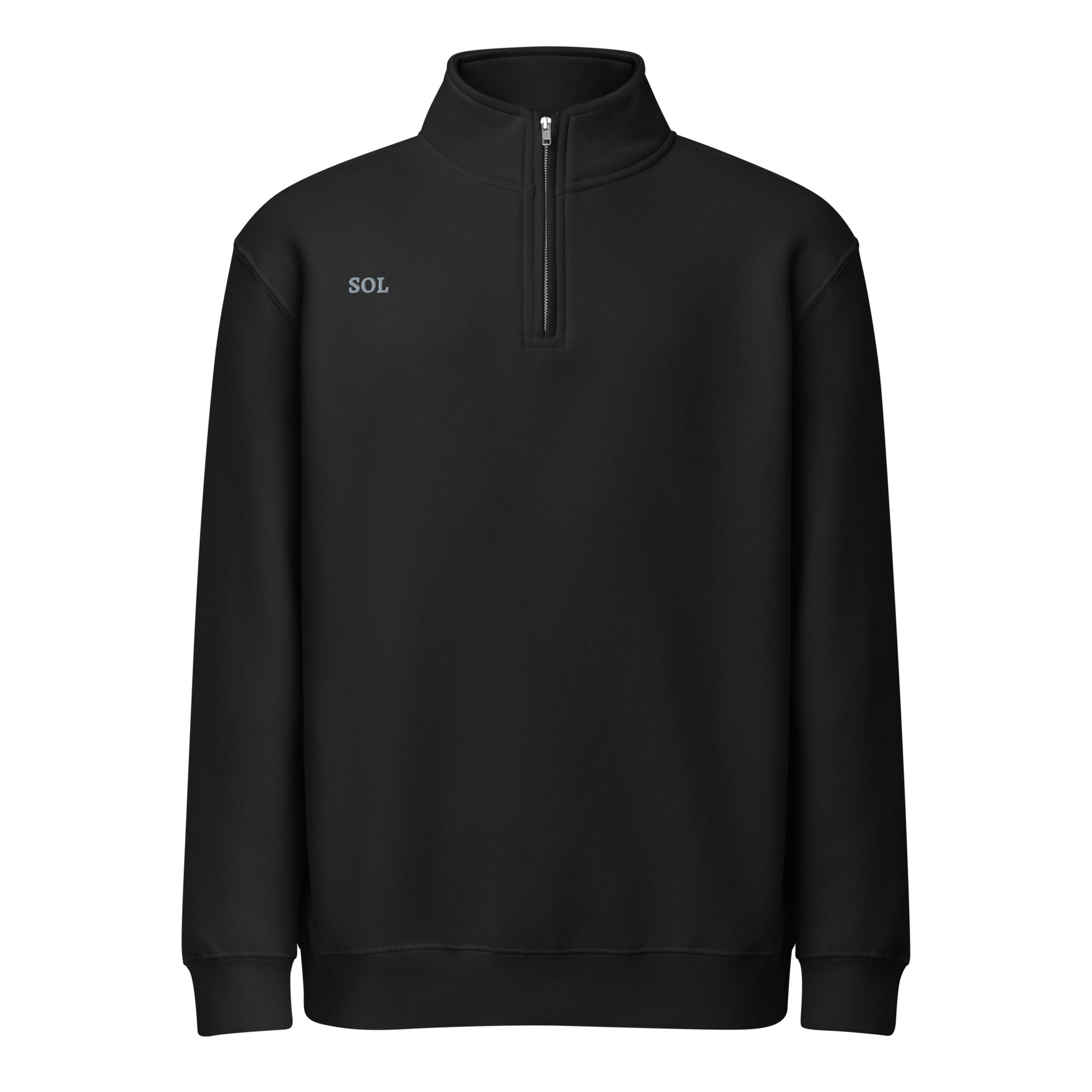 SOL Premium Quarter-Zip Sweatshirt in Black — front detail