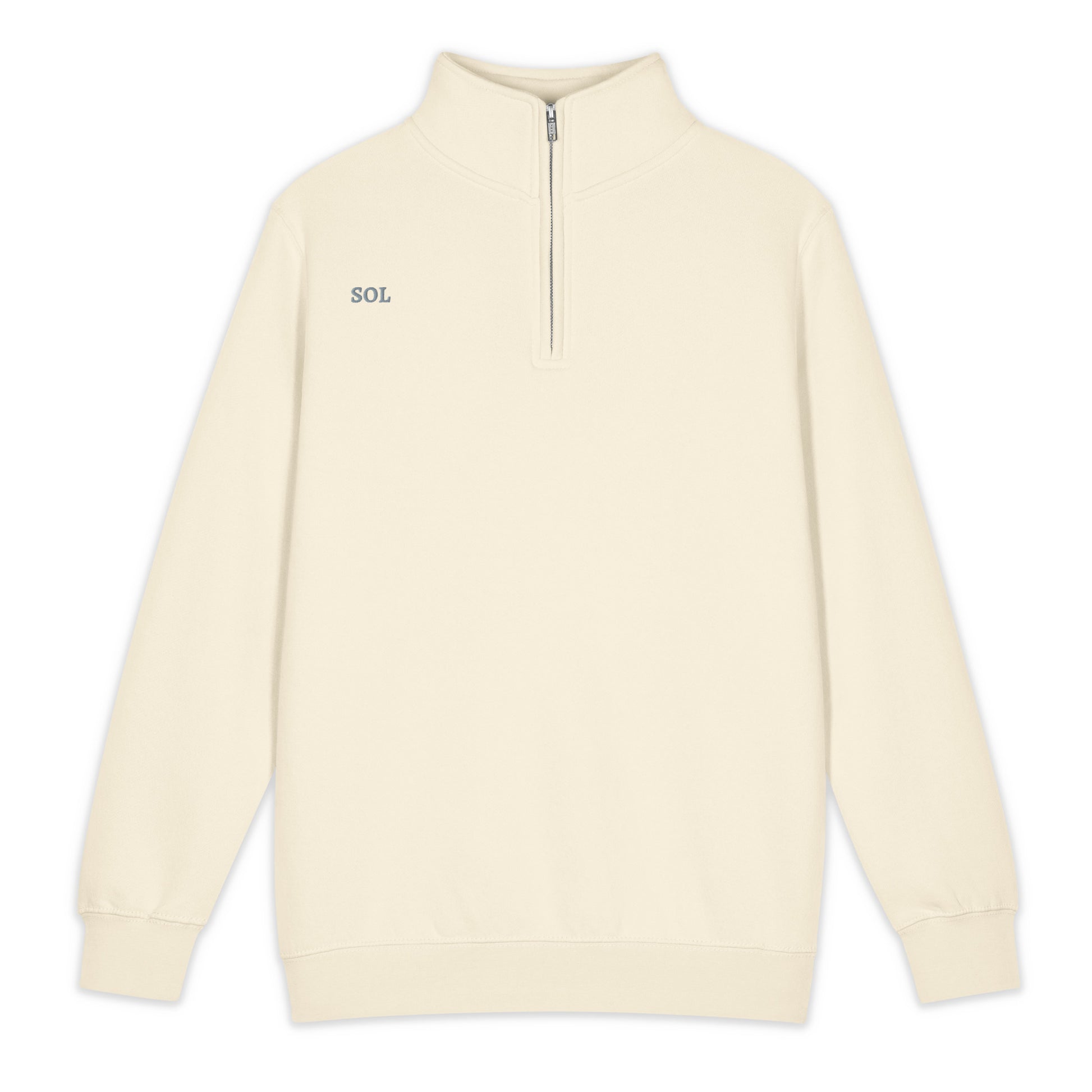 SOL Premium Quarter-Zip Sweatshirt in Sandshell — front detail