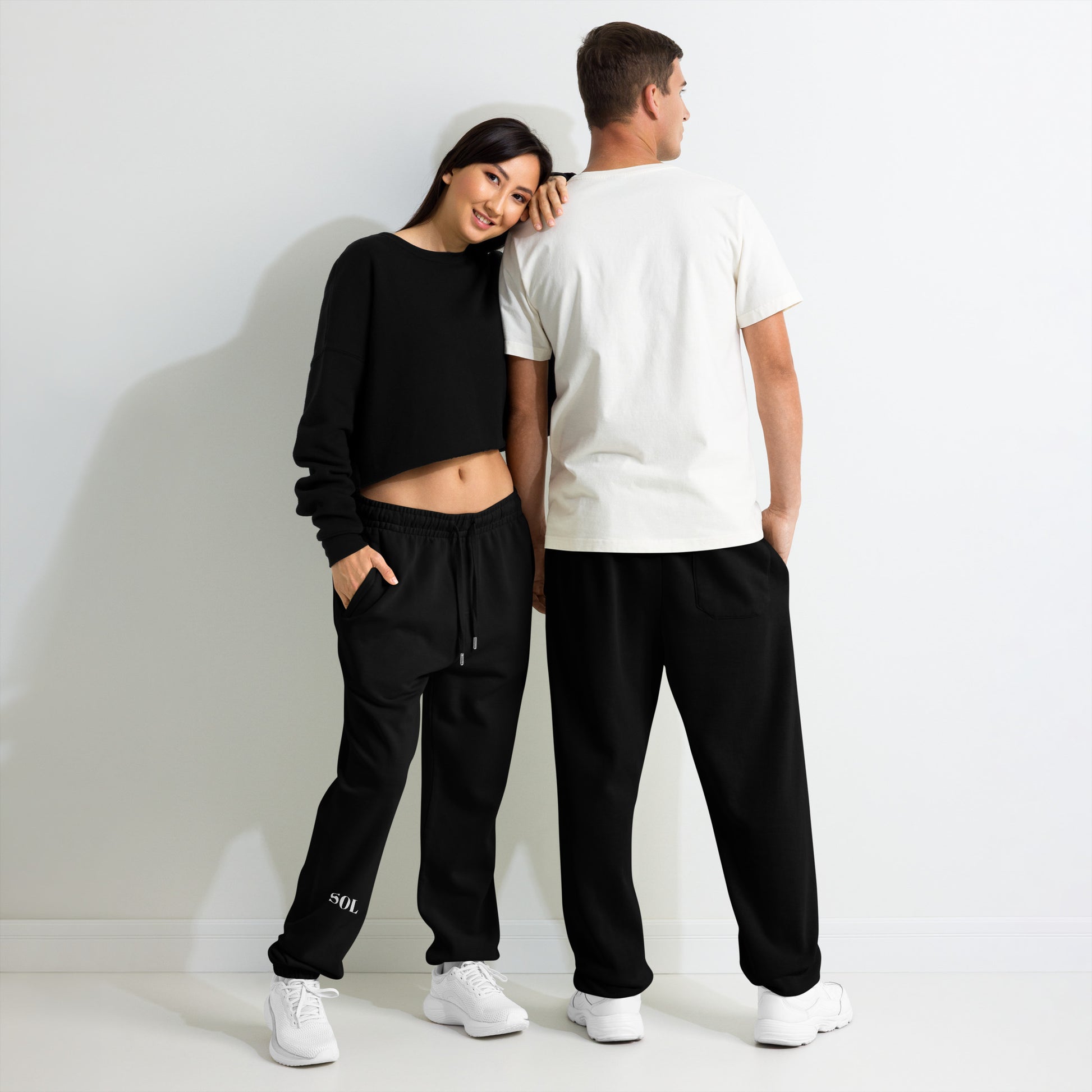 SOL Urban Sweatpants in Black — front and back view